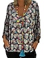 cheap Plus Size Tops-plus size women skull print v neck blouse 3/4 sleeve loose casual halloween tops size xl (black)