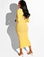 cheap Autumn dress-Women&#039;s Sweater Jumper Dress Midi Dress White Black Yellow Wine 3/4 Length Sleeve Solid Color Split Button Fall V Neck Sexy 2021 S M L