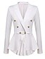 preiswerte Damen Blazer-Damen Blazer Volltonfarbe Vintage-Stil solide Langarm Mantel Herbst Frühling Büro / Geschäftlich Lang Jacken Hellrot / Arbeit / Baumwolle