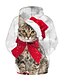 cheap Girls&#039; Hoodies &amp; Sweatshirts-Kids Girls&#039; Hoodie &amp; Sweatshirt Christmas Long Sleeve Light gray Cat Santa Claus Print Graphic 3D Christmas Christmas pattern Christmas Gifts Active