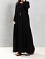 cheap Maxi Dresses-Women&#039;s Shift Dress Maxi long Dress Black Wine Green Long Sleeve Solid Color Fall Round Neck Vintage Cotton 2021 M L XL XXL 3XL 4XL 5XL