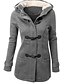 cheap Jackets-Women&#039;s Jacket Daily Fall Winter Regular Coat Hooded Regular Fit Warm Casual Jacket Long Sleeve Solid Colored Pocket Wine Light gray / Lined