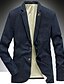 cheap Best Sellers-Men&#039;s Blazer Sport Jacket Sport Coat Business V Neck Single Breasted One-button Jacket Outerwear Solid Colored Denim Blue Vintage blue Black / Cotton