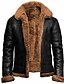economico Sale-giacca da volo da uomo in vera pelle di montone shearling aviator b3 world war2 (grande, marrone)