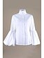 billige Tops &amp; Blouses-Dame Bluse Skjorte Ensfarvet Stående krave Patchwork Basale Toppe Løstsiddende Lanterne Ærme Hvid Sort Vin