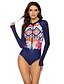 cheap Beach Dresses-Women&#039;s One Piece Swimsuit Swimwear UV Protection Micro-elastic Long Sleeve Swimming Surfing Water Sports Floral / Botanical Geometry Autumn / Fall Spring Summer