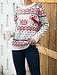 abordables Christmas Sweater-Mujer Hombre Elegante De Punto Animal Cárdigan Pull-over Fibra de acrílico Manga Larga Cárdigans suéter Cuello Barco Otoño Invierno Blanco Negro Azul Piscina