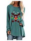 cheap Tops &amp; Blouses-Women&#039;s Shirt Tunic Shirts Blouse Blue Khaki Cartoon Print Long Sleeve Daily Elegant Christmas Round Neck Loose Fit Plus Size