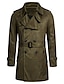 baratos Sale-casaco trincheira trench masculino clássico de lapela slim fit cintado médio casaco blusão verde exército
