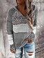 cheap Sweaters-Women&#039;s Pullover Sweater Pullover Jumper Knit Knitted Tunic Hooded Color Block Daily Going out Stylish Elegant Fall Winter Black Gray S M L / Long Sleeve / Leopard / Loose