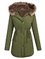 cheap Coats &amp; Trench Coats-Women&#039;s Parka Fall Winter Spring Daily Date Vacation Long Coat Tailored Fit Basic Casual Jacket Solid Color Black Army Green / Cotton