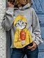 abordables Sudaderas y capuchas-Mujer Gato Sudadera Pull-over Diario Casual Sudaderas con capucha Sudaderas Rosa Gris Verde Trébol