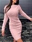 cheap Casual Dresses-Women‘s Sweater Dress Winter Dress Sheath Dress Pink Khaki Light Blue Gray White Long Sleeve Pure Color Winter Fall Crew Neck Boho Casual S M L XL XXL 3XL