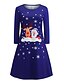 abordables Christmas Dresses-Mujer Viejo negro Muñeco de nieve negro Azul Piscina Verde Trébol Rojo Vestidos Navidad S M L XL XXL / Algodón / Algodón