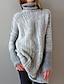 billige Sweaters-Dame bluse Strikket Farveblok Langærmet Løstsiddende Sweater Cardigans Rullekrave Efterår Vinter Lysebrun Lysegrå Mørkegrå