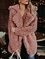cheap Furs &amp; Leathers-Women&#039;s Faux Fur Coat Daily Fall &amp; Winter Long Coat Loose Basic Jacket Long Sleeve Solid Colored Blushing Pink Black