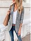 abordables Americanas para Mujer-Chaqueta casual de manga larga con solapa y frente abierto, chaqueta de oficina de trabajo delgada, chaqueta informal de trabajo, chaqueta gris