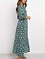 billige Afslappede kjoler-Dame Kappe Kjole Maxi lang kjole Grøn Navyblå 3/4-ærmer Blomstret Delt Trykt mønster Sommer V-hals Afslappet Tynd 2021 S M L XL