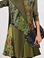 cheap Casual Dresses-Women&#039;s Shift Dress Knee Length Dress Green Long Sleeve Print Patchwork Print Fall Turtleneck Casual Slim 2021 S M L XL XXL 3XL