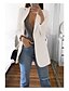 economico Giacche da Donna-giacca cappotto cardigan da donna vintage aperto davanti solido manica lunga lunga giacca con tasche (medio, bianco)