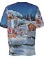 abordables T-shirts de Noël-t-shirt pour hommes impression 3d graphique impression 3d hauts à manches courtes col rond bleu