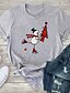 cheap Women&#039;s Tops-Women&#039;s Christmas T shirt Graphic Prints Snowman Print Round Neck Tops 100% Cotton Basic Christmas Basic Top White Purple Red