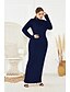 abordables Robes Grandes Tailles  Femme-Femme Robe Fourreau Robe longue maxi Noir Violet Jaune Vin Vert Bleu Poudré Bleu Roi Gris Manches Longues Couleur unie Automne Simple 2021 XXL 3XL 4XL 5XL / Grandes Tailles