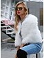 cheap Furs &amp; Leathers-Women&#039;s Solid Colored Oversized Basic Fall &amp; Winter Faux Fur Coat Short Daily Long Sleeve Faux Fur Coat Tops White