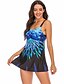 preiswerte Tankini-Damen Tankini Schwimm-Kleid Badeanzug Geometrisch Batik Blau Bademode Gefüttert Gurt Badeanzüge Sexy Modern / 3D