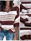 billige Sweaters-Dame Stribet Pullover Langærmet Løstsiddende Sweater Cardigans V-hals Rød Grøn Grå