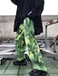 billige Bottoms-Dame kinesisk Normal Polyester Batikfarvet Brun Grøn Sporty Høj Talje Fuld længde Daglig