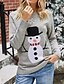 cheap Christmas Sweater-Women&#039;s Pullover Animal Knitted Acrylic Fibers Christmas Long Sleeve Loose Sweater Cardigans Fall Winter Crew Neck Gray Navy Blue