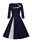 cheap Knee-Length Dresses-womens new hepburn style rockabilly swing party cocktail polka dot dress, navy xl
