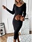cheap Midi Dresses-Women&#039;s Sweater Jumper Dress Midi Dress Khaki White Black Long Sleeve Solid Color Backless Patchwork Fall Winter V Neck Elegant Slim 2021 S M L XL