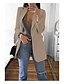 economico Giacche da Donna-giacca cappotto cardigan da donna vintage aperto davanti solido manica lunga lunga giacca con tasche (medio, bianco)