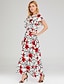 cheap Boho Dresses-Women&#039;s A Line Dress Maxi long Dress Rainbow Short Sleeve Floral Bow Spring Summer V Neck Elegant Casual 2021 S M L XL