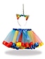 cheap Girls&#039; Skirts &amp; Shorts-Kids Girls&#039; Children&#039;s Day Skirt Blue Pink Royal Blue Layered Rainbow Color Block Active / Lace up / Mesh / Bow / Cute