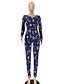 cheap Plus Size Jumpsuits-Women&#039;s Active Navy Blue Jumpsuit Abstract Print