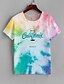 cheap T-Shirts-Women&#039;s Daily T shirt Tee Short Sleeve Tie Dye Graphic Prints Round Neck Print Basic Tops Green Pink Yellow M