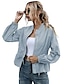 cheap Jackets-Women&#039;s Coat Solid Color Fashion Sporty All Seasons Regular Coat Date Jacket Blue