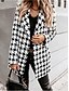 cheap Coats &amp; Trench Coats-Women&#039;s Coat Fall &amp; Winter Work Long Coat Regular Fit Streetwear Jacket Long Sleeve Print Houndstooth Plaid Blue White Black