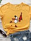 preiswerte Damen-Oberteile-Damen Weihnachten T-Shirt Grafik-Drucke Schneemann Druck Rundhalsausschnitt Oberteile 100% Baumwolle Grundlegend Weihnachten Basic Top Weiß Purpur Rote