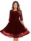 cheap Party Dresses-Women&#039;s A Line Dress Knee Length Dress Wine Black Navy Blue 3/4 Length Sleeve Solid Color Lace Summer Round Neck Sexy Party Slim 2021 S M L XL XXL