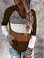 cheap Sweaters-Women&#039;s Pullover Sweater Pullover Jumper Knit Knitted Tunic Hooded Color Block Daily Going out Stylish Elegant Fall Winter Black Gray S M L / Long Sleeve / Leopard / Loose