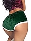 abordables Shorts-trajes de terciopelo con cordón sexy para mujer mini shorts club de cintura alta verde oscuro