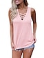 cheap Tank Tops-women&#039;s summer tank tops criss cross casual solid sleeveless lace up blouse (x-large, black)