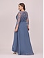 cheap Plus Size Dresses-Women&#039;s Midi Dress A Line Dress Dusty Blue 3/4 Length Sleeve Lace Solid Color V Neck Fall Spring Elegant Formal 2022 Loose 4XL 5XL 6XL 7XL / Plus Size