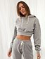 cheap Jumpsuits &amp; Rompers-Women&#039;s Basic Solid Color Two Piece Set Hoodie Pant Loungewear Drawstring Patchwork Tops