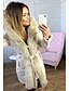 cheap Coats &amp; Trench Coats-Women&#039;s Down Fall Winter Daily Long Coat V Neck Warm Loose Elegant &amp; Luxurious Jacket Long Sleeve Fur Trim Solid Colored Blushing Pink White Black / Faux Fur / Lined
