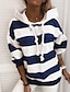 cheap Hoodies &amp; Sweatshirts-Women&#039;s Striped Graphic Hoodie Pullover 3D Print Daily Casual Hoodies Sweatshirts  Blue Blushing Pink Gray